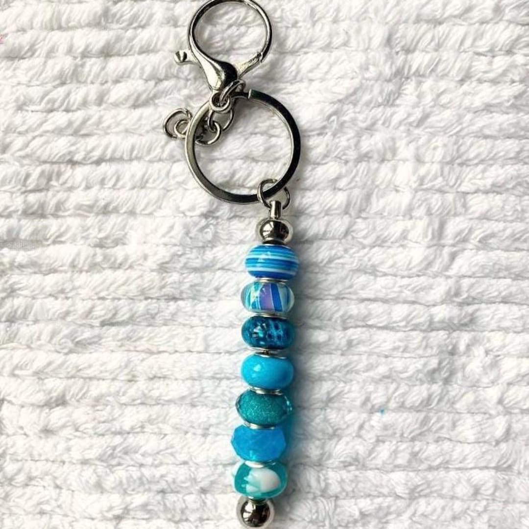 Light Blue Beaded Keychain – Handmade Keychain, Gift Accessory ...