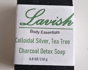 Fungal Facial/Body | Colloidal Silver Charcoal Tea Tree Soap| Bacterial | Fungal |  Silver Soap | Acne | Seborrheic Dermatitis |No Palm Soap