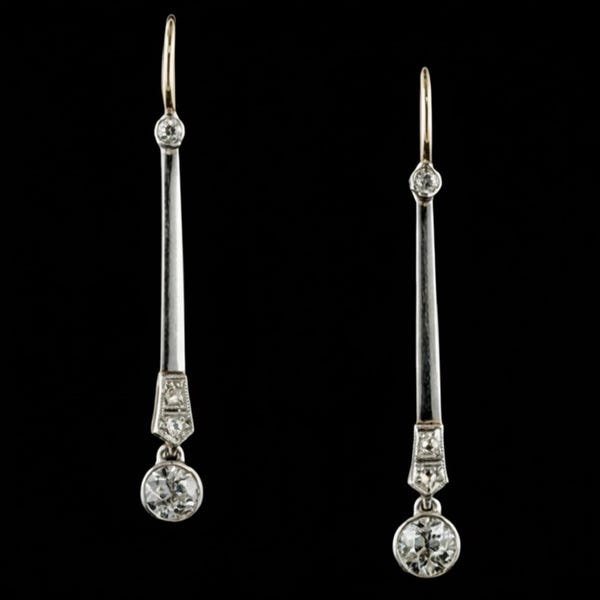 Old European Cut Moissanite Diamond Long Dangle Earring, Vintage Style Wedding Earring For Women, 14K Gold Edwardian Party Wear Earring