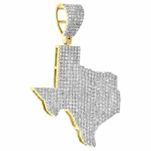 TEXAS KARTE Diamant Charm Anhänger, 925 Silber oder 14K Gold Anhänger, The Lone Star State Anhänger, Pave Moissanite Diamant Anhänger im Rundschliff