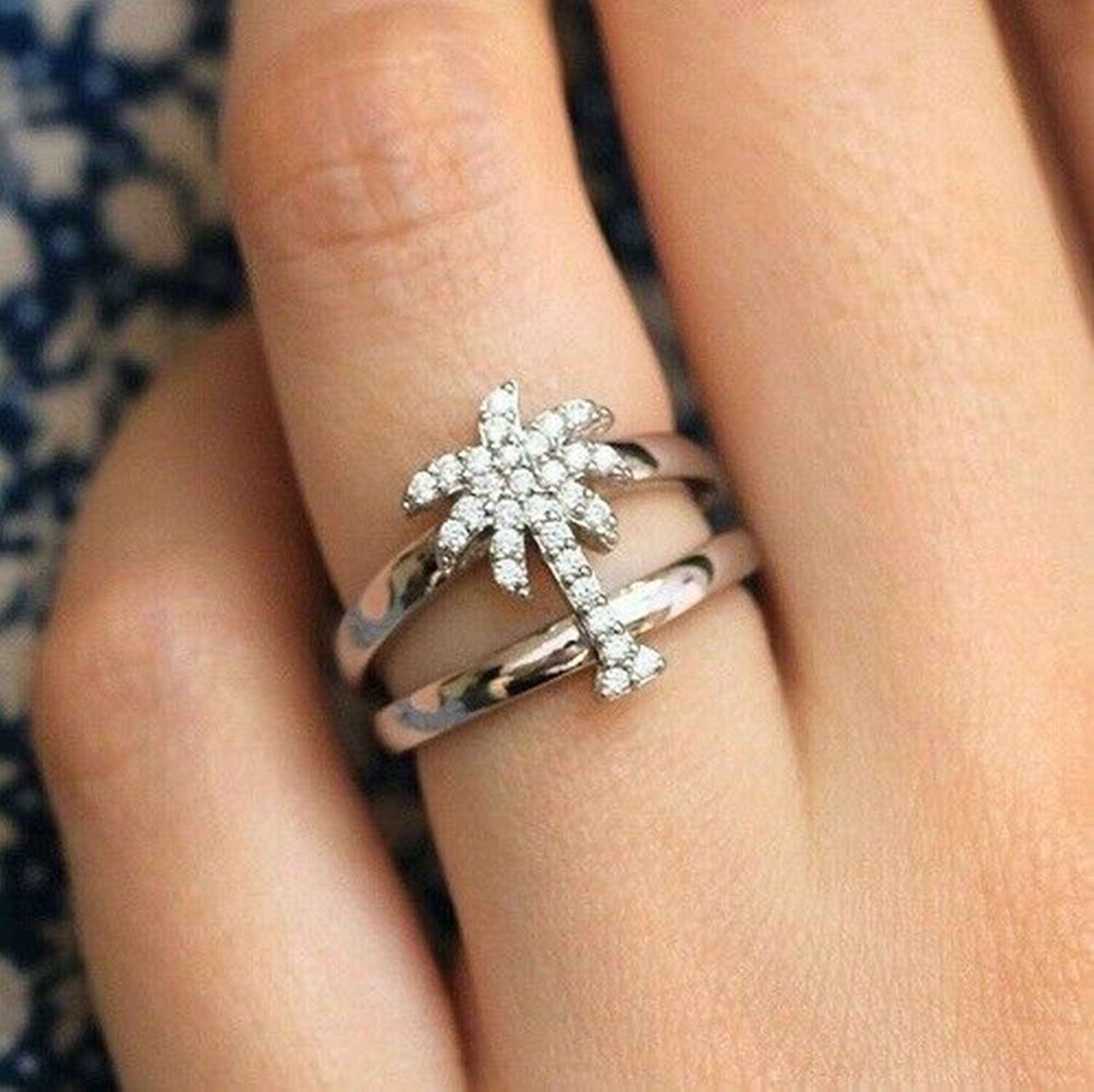 Palm Tree Ring Nature Inspire Ring Round Cut CZ Diamond & Etsy