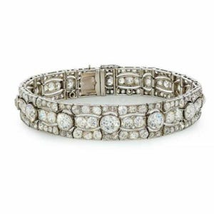 Antique Edwardian Engagement Bracelet, Round Cut CZ Stone Vintage Inspired Tennis Bracelet, Art Deco Wedding Bracelet, Party Wear Bracelet