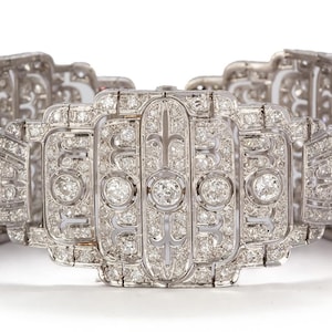 1990&#39;s Retro Style Art Deco Wedding Bracelet, Old European Cut CZ Stone 925 Silver Bracelet, Mid-Century Bracelet For Women, Birthday Gift