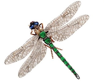 Dragonfly Diamond Brooch, Women - Men's Brooch, Multi Gem Party Wear Brooch, Insect Dragonfly Inspired Brooch, Vintage Inspired Brooch