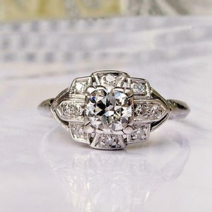 Antique Old European Cut Moissanite Diamond Ring, 925 Silver Vintage Look Ring, Retro Ring For Women, Art Deco Wedding Ring, Birthday Gift