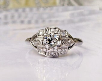 Antiker Altschliff Moissanit Diamant Ring, 925 Silber Vintage Look Ring, Retro Ring für Frauen, Art Deco Ehering, Geburtstagsgeschenk