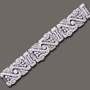 Antique Art Deco Wide Bracelet For Her, 925 Silver Vintage Style Bracelet, Multi Shape CZ Stone Broad Bracelet, Women&#39;s Party Wear Bracelet