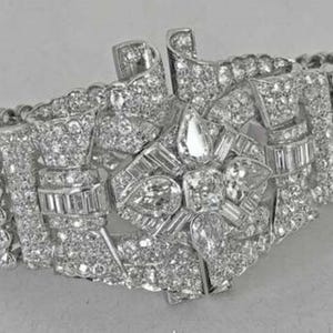 Art Deco Vintage Inspire Wedding Bracelet For Bride, Multi Shape CZ Stone Women&#39;s Bracelet, 925 Silver Engagement Bracelet, Retro Bracelet