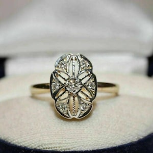 Antique Filigree Floral Ring, Round Cut Moissanite Diamond Ring, Vintage Style Ring For Women, Gift For Mother, 925 Sterling Silver Ring