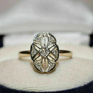 Antiker filigraner Blumenring, Rundschliff Moissanit Diamant Ring, Vintage-Stil Ring für Frauen, Geschenk für Mutter, 925 Sterling Silber Ring
