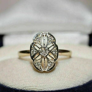 Antique Filigree Floral Ring, Round Cut Moissanite Diamond Ring, Vintage Style Ring For Women, Gift For Mother, 925 Sterling Silver Ring