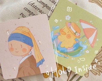 Floaty Duck Art Print | A Girl with Pearl Earring Inspired Print | Cute Illustration Holo Print