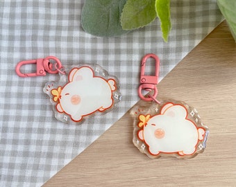 Cute Bunny Rabbit Epoxy Glitter Acrylic Keychain | Key Bag Decoration Accessories