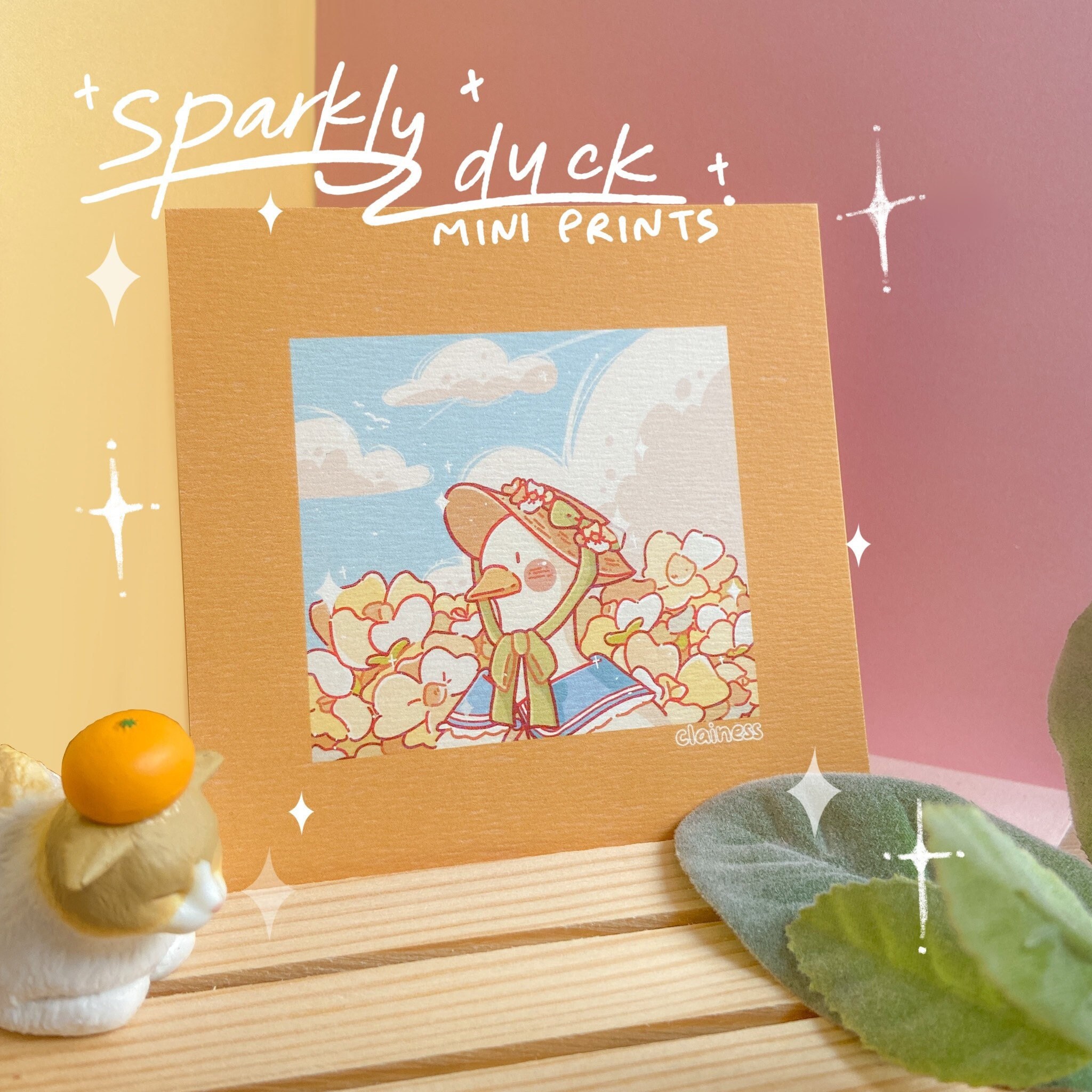 Gift Mini Original painting What a duck? wall art Little sparkly duck Gift Mini Original painting What a duck? wall art Little sparkly duck