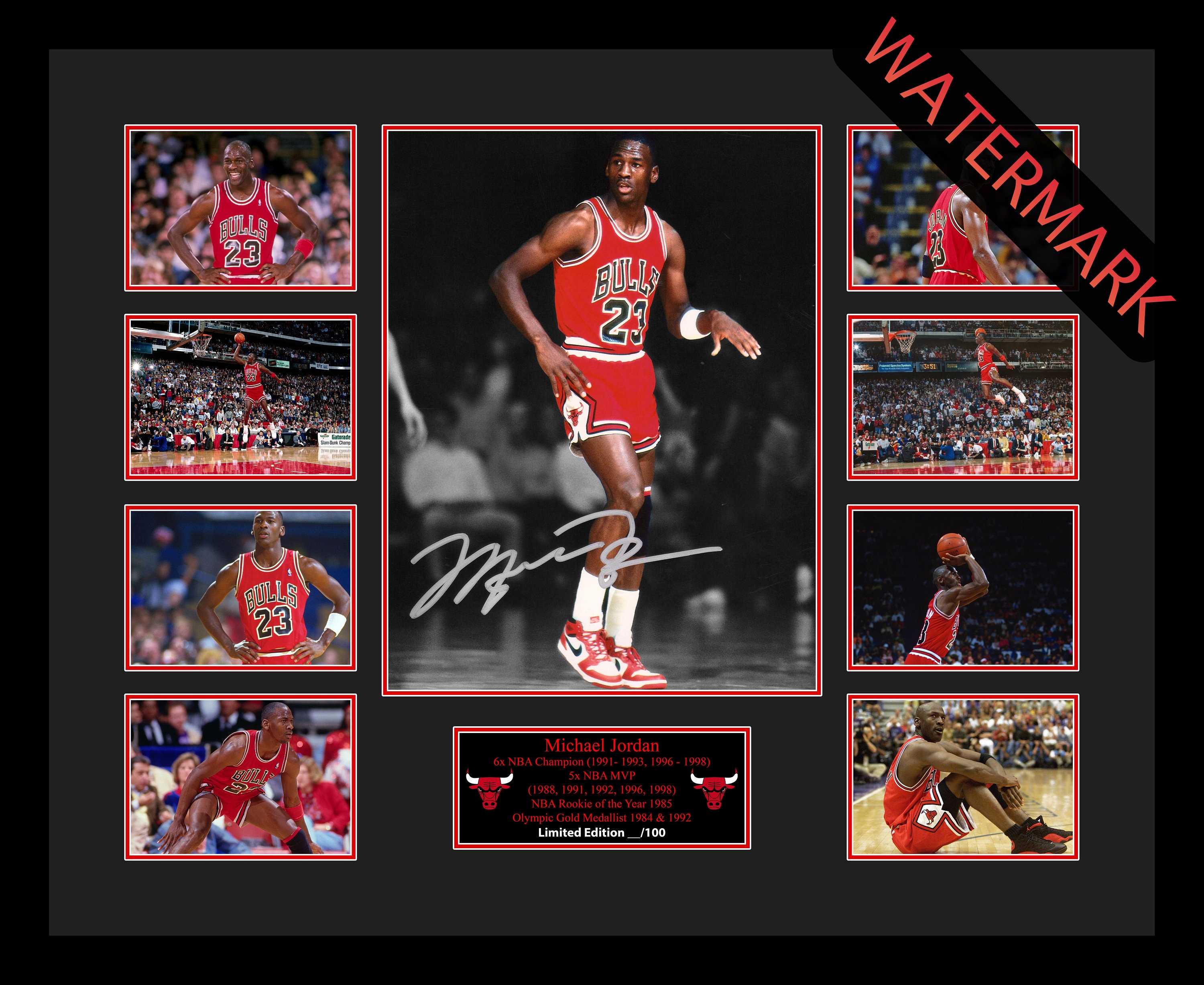 MICHAEL JORDAN Autographed Chicago Bulls Poster 1998 24 x 36 Photograph  UDA LE 98