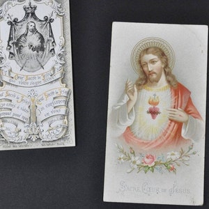 12 cartes saintes antiques, cartes de prière pour la première communion et la confirmation, etc., françaises, lot de douze - RHC105