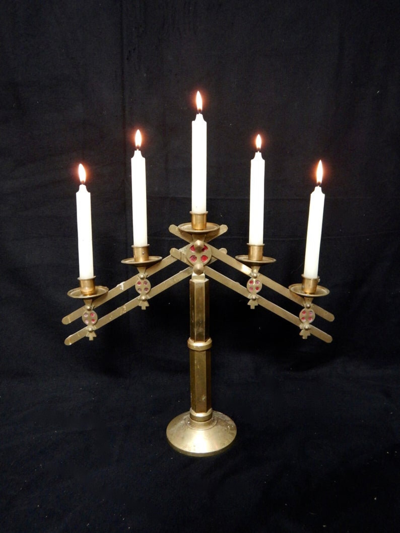 Solid Brass Church Alter Candelabra Adjustable for Five Etsy