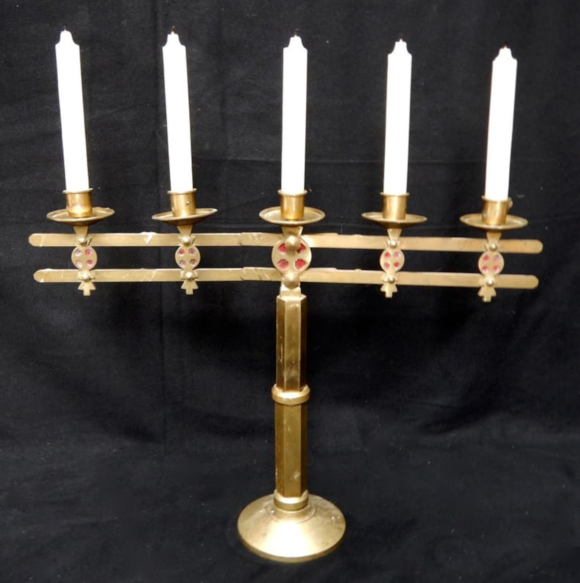 Solid Brass Church Alter Candelabra Adjustable for Five Etsy