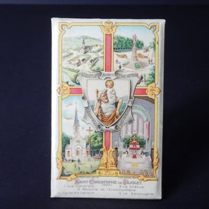 Travel Shrine or French Folding Pocket Shrine - Plaque of St Christopher - Christian Artefact - Antique Catholic Travelling Shrine - RP108