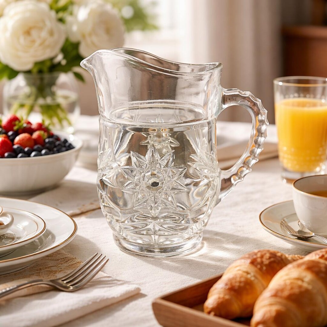 Vintage Anchor Hocking Prescut Star Pattern Pressed Glass Pint Size ...