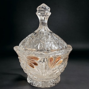 Anna Hütte Bleikristall Candy Dish Tiara Exclusives Dome Lid Gold Accents