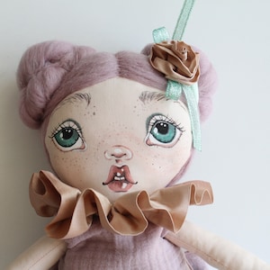 Cloth 12 inches doll, handmade personalized rag doll with hand drawn face, heirloom fabric doll, rag doll gift for girl, custom fabric doll