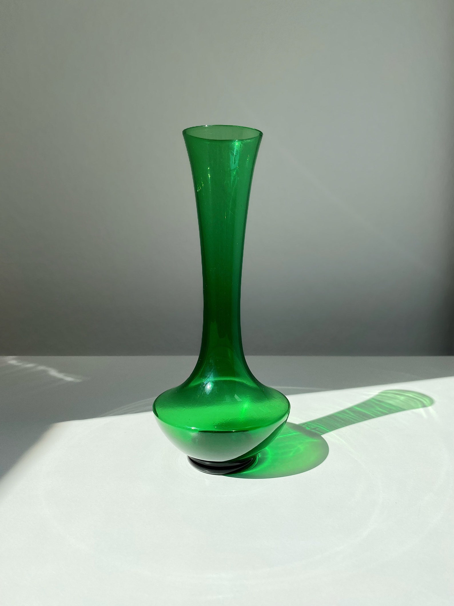 Vase en verre vert vintage Etsy