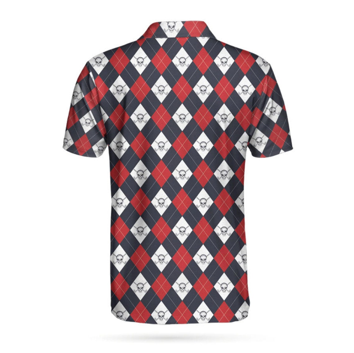Golf Argyle Skull Short Sleeve Polo Shirt For Golf Skull Polo Etsy
