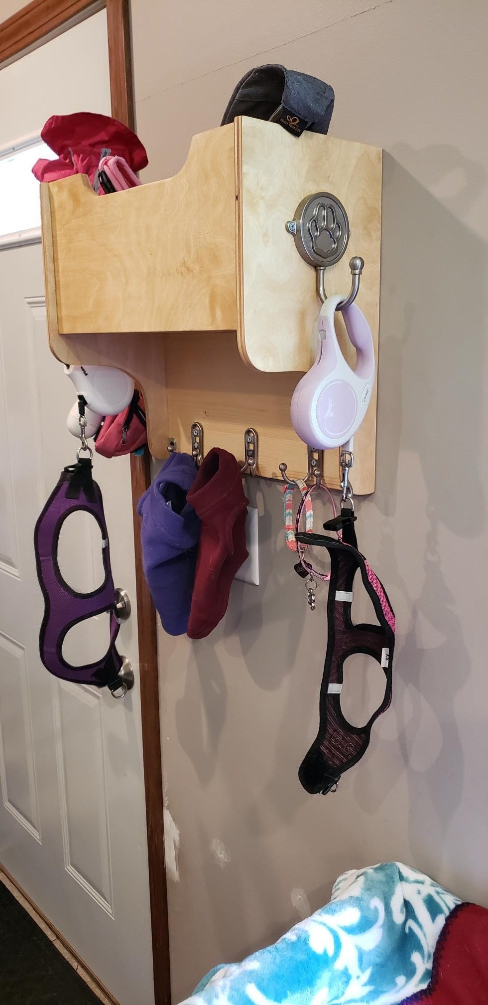 Dog leash and coat rack with storage custom options Etsy