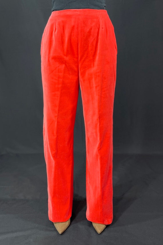 60s Dynasty bright poppy red velvet pants - image 2