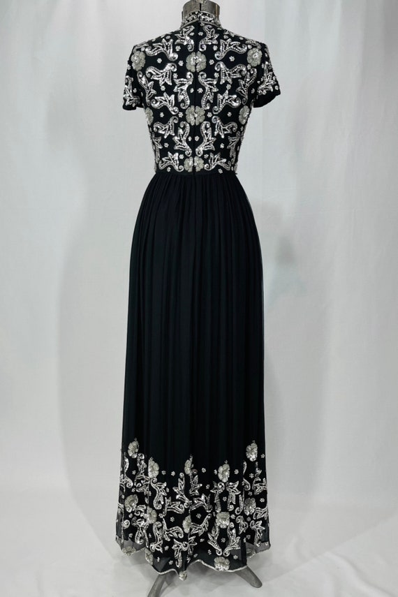 60s silk couture Isabell Gerhart sequined gown - image 4