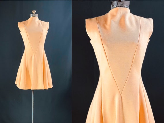 60s peach knit dress - image 1