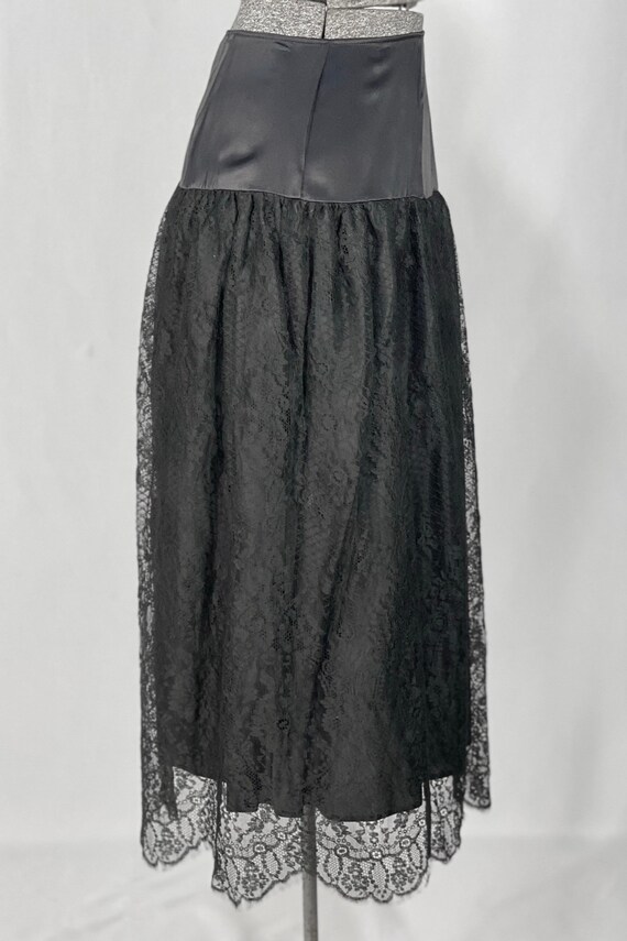 80s black silk and lace slip skirt by Hanky Panky - image 4