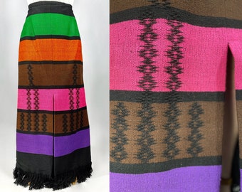 70s hand woven wool maxi skirt by Yannis Travassaros