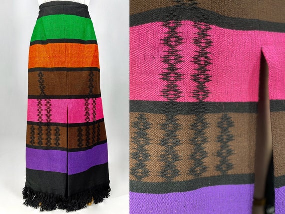 70s hand woven wool maxi skirt by Yannis Travassa… - image 1