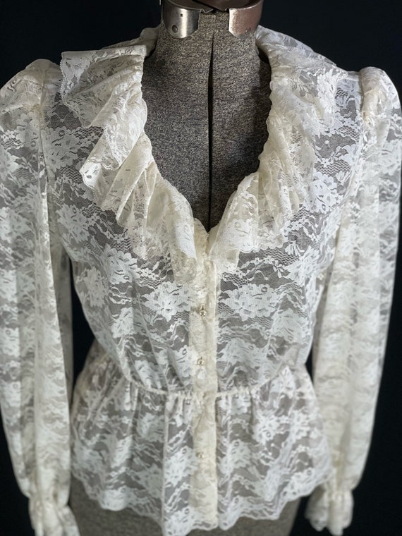 80s lace blouse - image 5