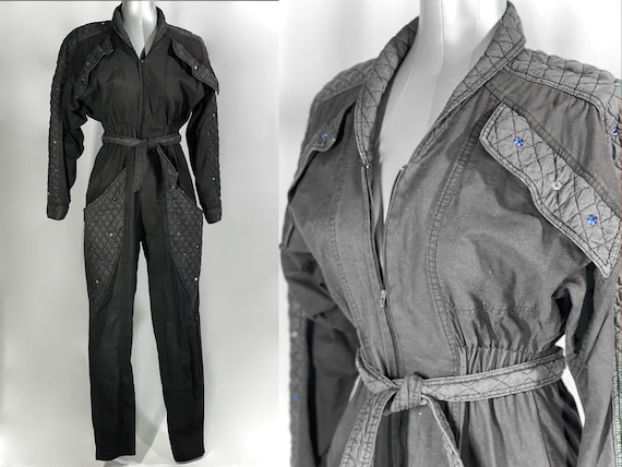 TouchstoneVintageCo 80s Black Bedazzled Jumpsuit