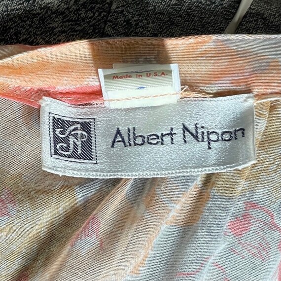 70s Albert Nipon peach floral sheer midi dress - image 9