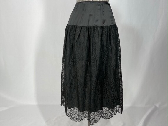 80s black silk and lace slip skirt by Hanky Panky - image 1