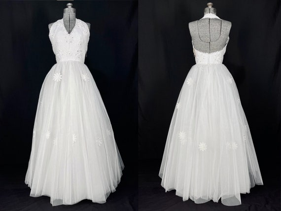 70s Victor Costa tulle & sequins wedding ball gown - image 1