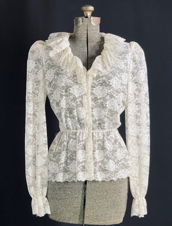 80s lace blouse - image 2