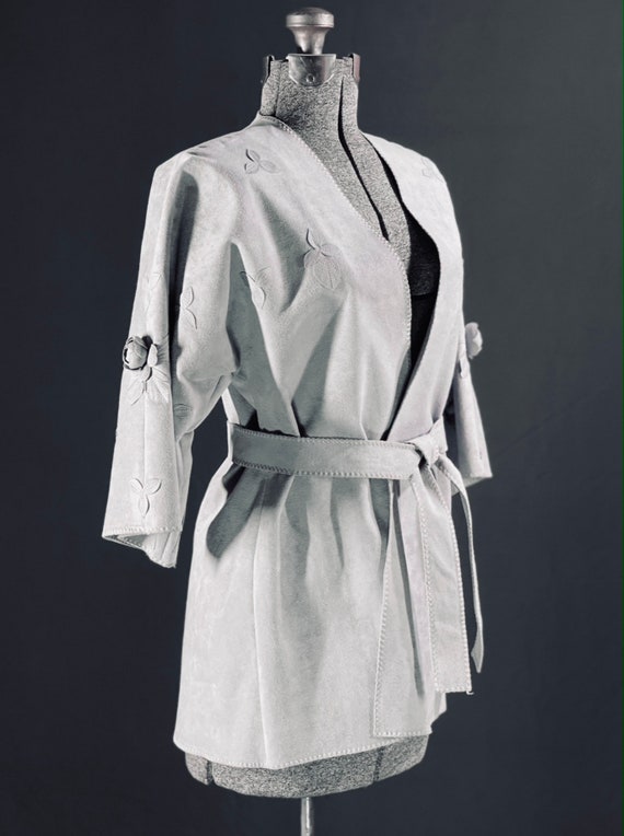 70s faux suede kimono jacket - image 2