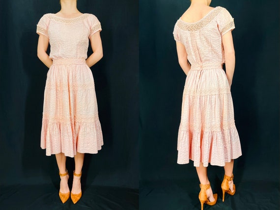 50s peach skirt set - image 1