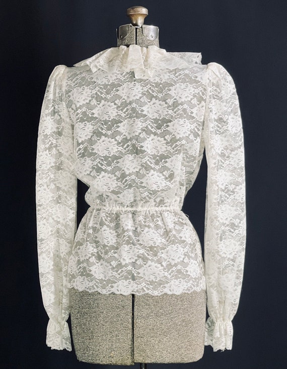 80s lace blouse - image 4