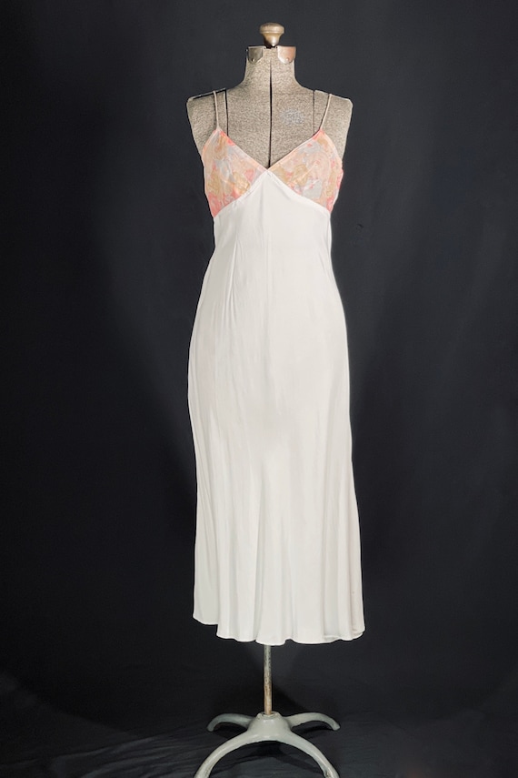 70s Albert Nipon peach floral sheer midi dress - image 6