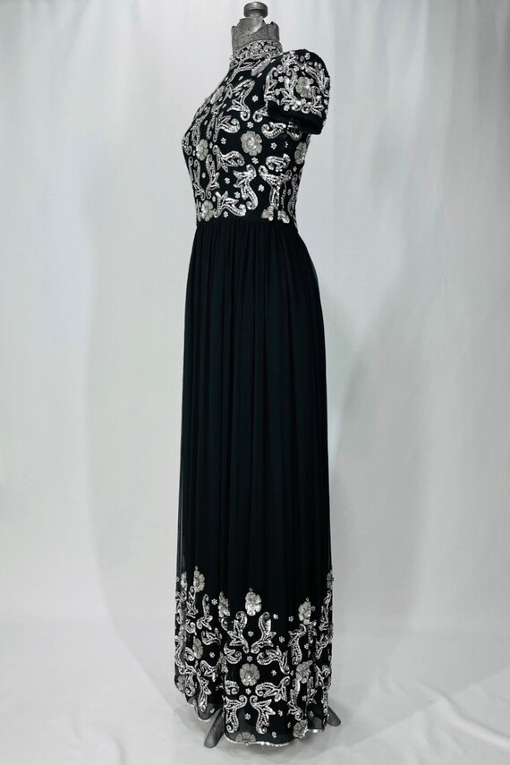 60s silk couture Isabell Gerhart sequined gown - image 3