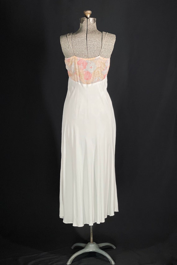 70s Albert Nipon peach floral sheer midi dress - image 7
