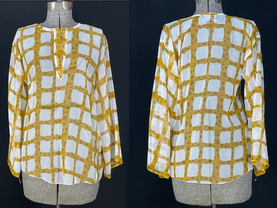 70s sheer bamboo print top - image 1