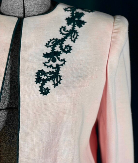 80s light pink and black embroidered blazer - image 3