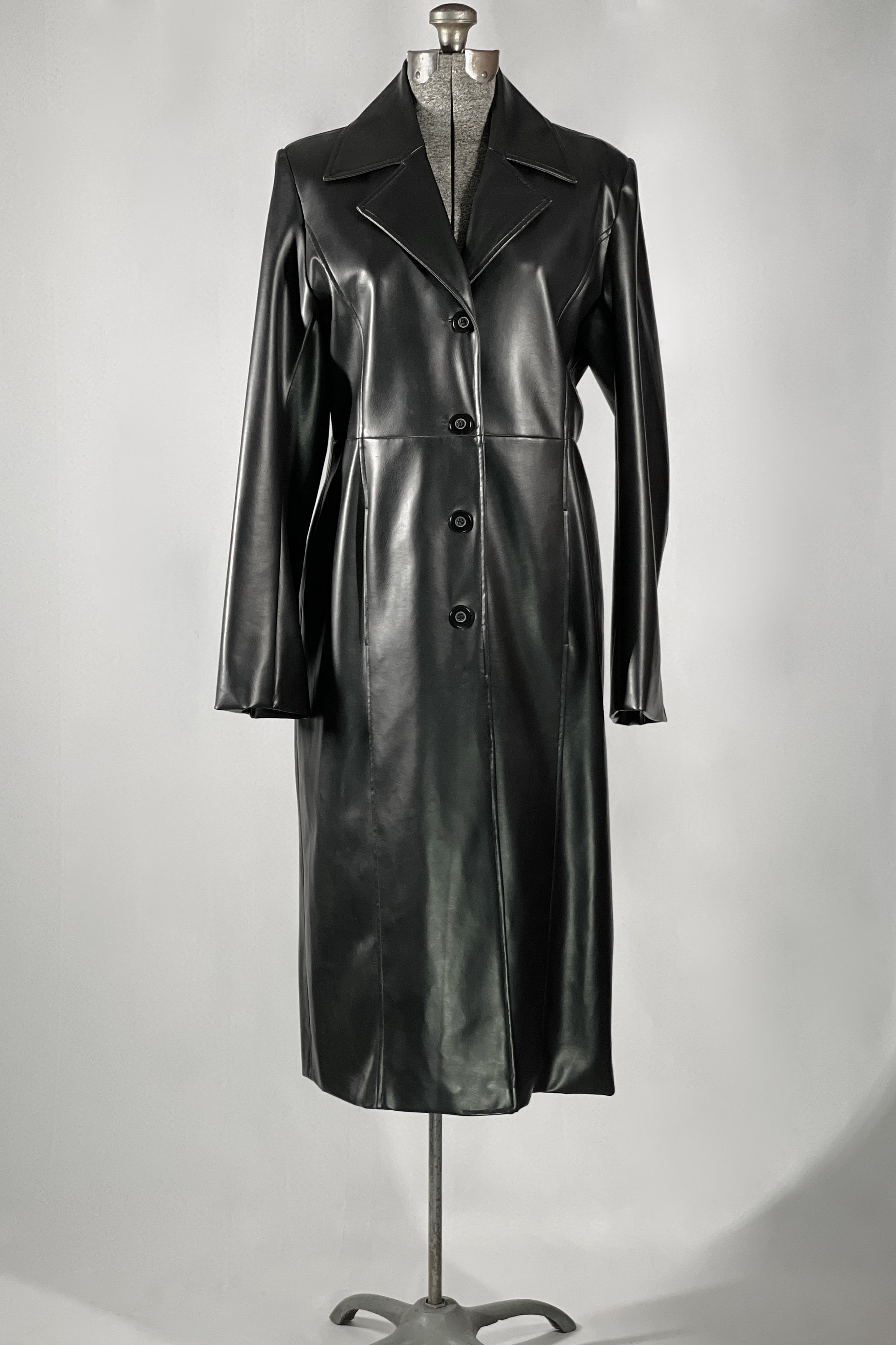 90s Vegan Leather Coat With Duo Chrome Lining From Limited